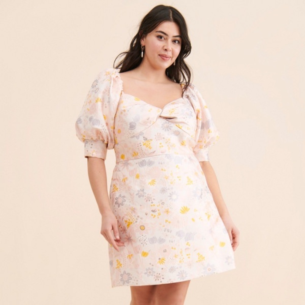 NWT Anthropologie Puff Sleeve Jacquard Minidress Bridal 24W 3X Bachelorette